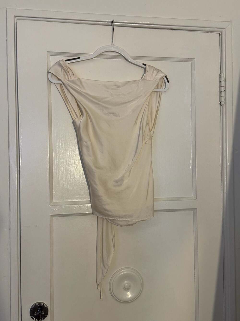 The Bar Ivory Silk Asher Top
